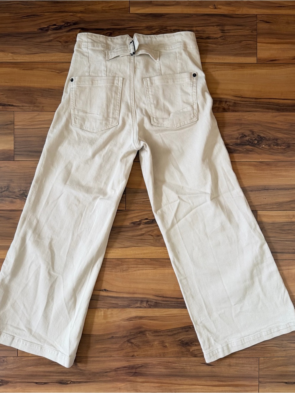 Pilcro Cream High-Rise Wide-Leg Utility Trousers - Picture 5 of 12